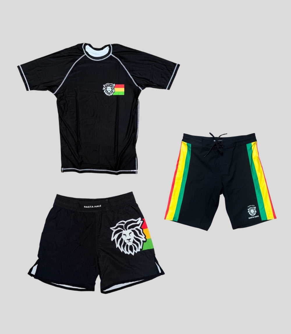 Kit Roots + Fight Short Classic + Boardshort Original Rasta Flex - Nogi & Surf