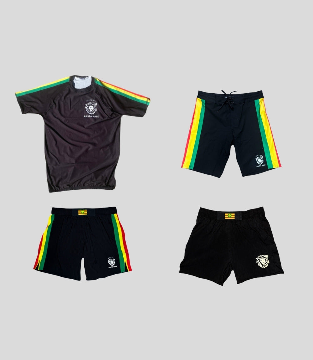 Kit Surf & BJJ Original Rasta + Fight Short Black100
