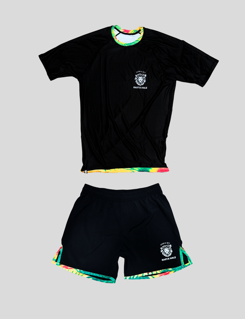 Conjunto no-gi Hidden Promised Land da Rasta Hale, rashguard e fight short
